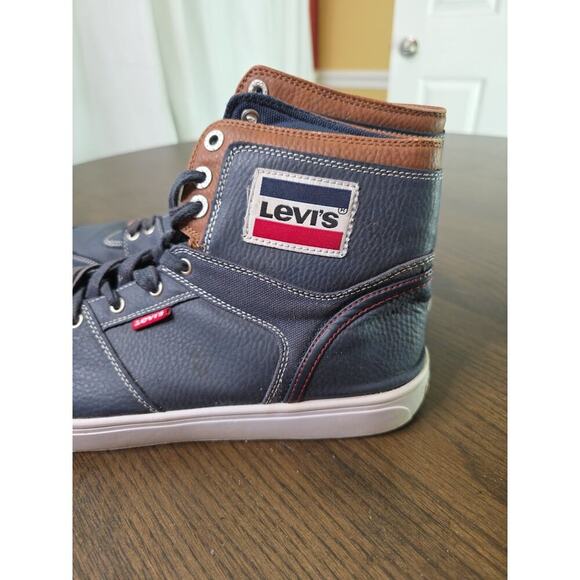Levi's Shoes Mens Size 11 High Top Blue Casual Sneakers Leather Patch - Picture 13 of 16